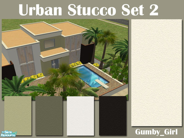 Sims 2 — Urban Stucco Set 2 by Gumby_Girl — A set of 5 stucco walls for your home or office. Colours include black,