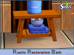 Sims 3 — Rustic Restoration Bath Stool by Cashcraft — A small stool to place your bath towel and products. Created by