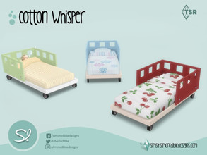 Sims 4 — Cotton Whisper toddler bed by SIMcredible! — by SIMcredibledesigns.com available at TSR 3 colors variations