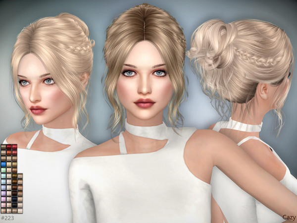 Sims 4 — Cindy A - Female Hairstyle by Cazy — Female hairstyle, 43 colors. All LOD, hats support.