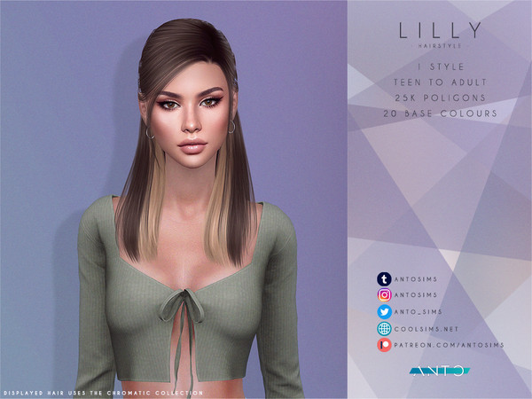 Sims 4 — [Patreon] Lilly by Anto — Thank you so much for downloading my hairstyle. If you like my creations and you'd
