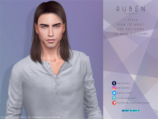 Sims 4 — [Patreon] Ruben by Anto — Thank you so much for downloading my hairstyle. If you like my creations and you'd