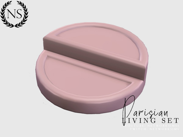 Sims 4 — Parisian Coffee Table by networksims — A split level, round coffee table, in 5 pastel swatches. Has deco slots