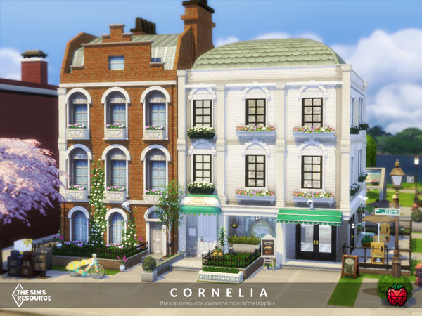 Sims 4 — Cornelia - no cc by melapples — this lovely neighbourhood has two apartments for renting on the white building,