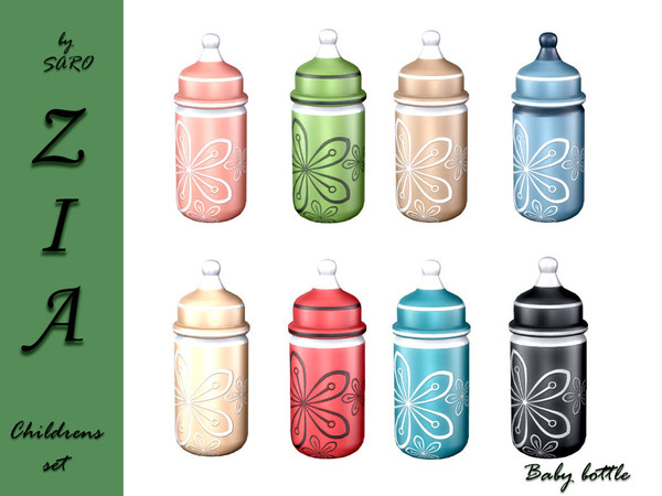 Sims 4 — SARO kids BabyBottle by SSR99 — A baby bottle with flower patterns, only decor item