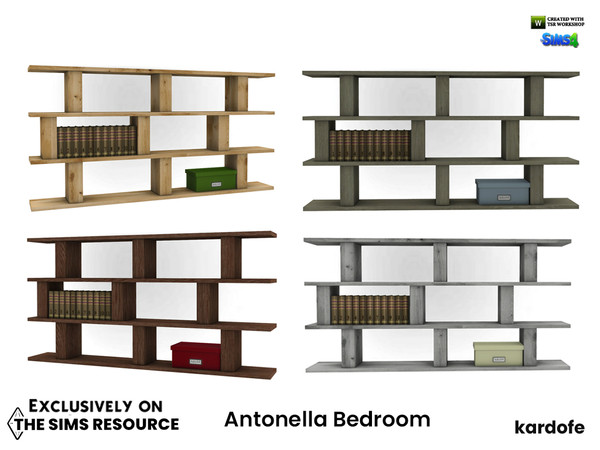 Sims 4 — kardofe_Antonella Bedroom_Shelving by kardofe — Wall shelf, wooden, in four colour options