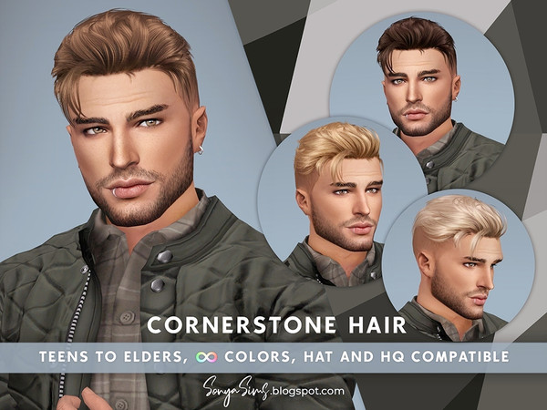Sims 4 — [Patreon] SonyaSims Cornerstone Hair by SonyaSimsCC — - Short straight hair for your male sims (undercut). Hope