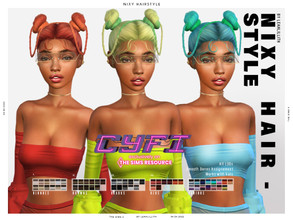 Sims 4 — CyFi Nixy Hairstyle by Leah_Lillith — Nixy Hairstyle All LODs Smooth bones Custom CAS thumbnail Works with hats