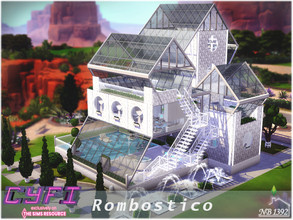 Sims 4 — CyFi - Rombostico by nobody13922 — A home in a modern, futuristic style. Lots of white, lots of glass, lots of