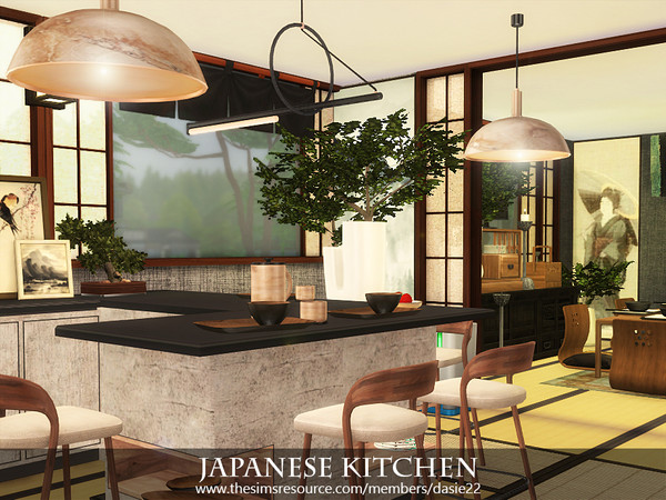 Sims 4 — Japanese Kitchen by dasie22 — Japanese Kitchen is a modern dining room in Asian style. Please, use code