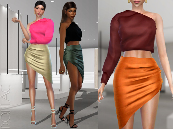 Sims 4 — Ruched Mini Skirt [SET] DO358 by DOLilac — Custom thumbnail New Mesh 10 Colors Adult-Elder-Teen-Young Adult For