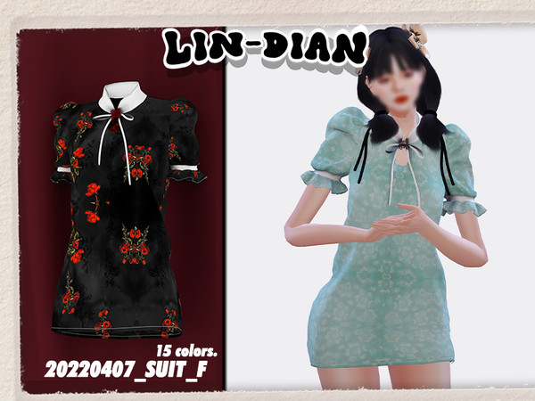 Sims 4 — QIPAO by LIN_DIAN — - New Mesh - ALL Lods. - 15 Colors. - SPECULAR NORMAL MAP