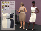 Sims 4 — Dress with belt (Base Game) - Recolor - Neutral Shades by Ludimiel — Elegant and sober shades for your very busy