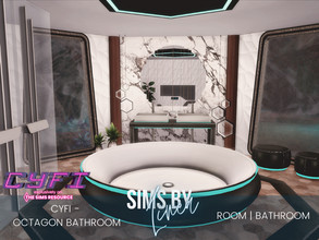 Sims 4 — CyFi - Octagon Bathroom by SIMSBYLINEA — Outter space can be so stylish! With sustainable materials, marble and