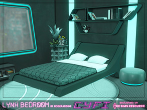 Sims 4 — CyFi - Lynx Bedroom + En Suite Bathroom (TSR only CC) by xogerardine — A very futuristic looking bedroom with en