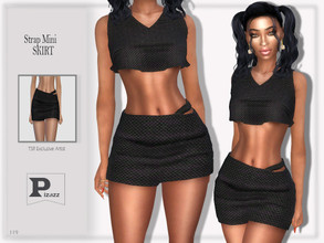 Sims 4 — Strap Mini Skirt by pizazz — Strap Mini Skirt for your female sims. Sims 4 games. Put something stylish on your