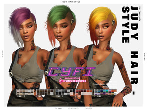 Sims 4 — CyFi Judy Hairstyle  by Leah_Lillith —  Judy Hairstyle All LODs Smooth bones Custom CAS thumbnail Works with