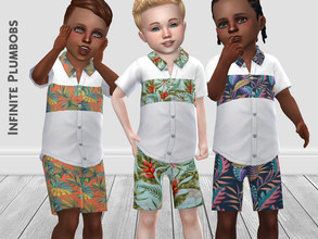 Sims 4 — IP Toddler Tropical Short Set by InfinitePlumbobs — Tropical Shorts with Matching Shirt Set for Toddlers - 3