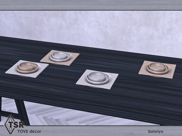 Sims 4 — Tove Decor. Plates, v2 by soloriya — Plates, version two. Part of Tove Decor set. 4 color variations. Category: