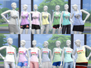 Sims 4 — Tank top set with print by Samsoninan — A simpel tank top in soft colors with a print on it, dandelion or Love!
