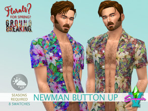 Sims 4 — FFSG Newman Button Up Shirt by SimmieV — Spring can still get pretty warm. This breezy shirt will keep you cool