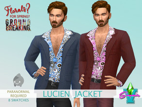 Sims 4 — FFSG Lucien Jacket by SimmieV — This old corduroy blazer is perfectly paired with a funky floral straight out of