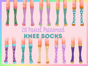 Sims 4 — Pastel Patterned Knee Socks  by shelovespolkadots — 20 pairs of comfy, slightly uneven knee socks in pastel