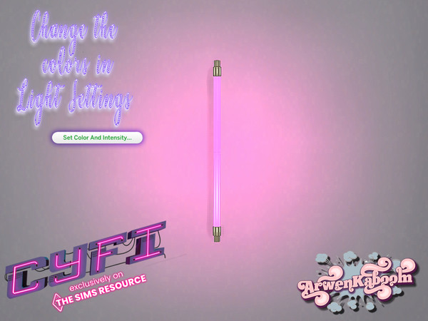 Sims 4 — CyFi Pink Mirror - Neon Light by ArwenKaboom — Base game neon light in multiple recolors. You can find all items
