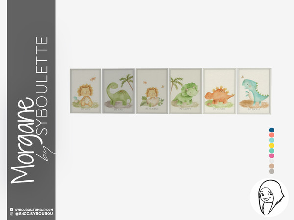Sims 4 — Morgane - frame by Syboubou — Those are cute watercolor paintings.