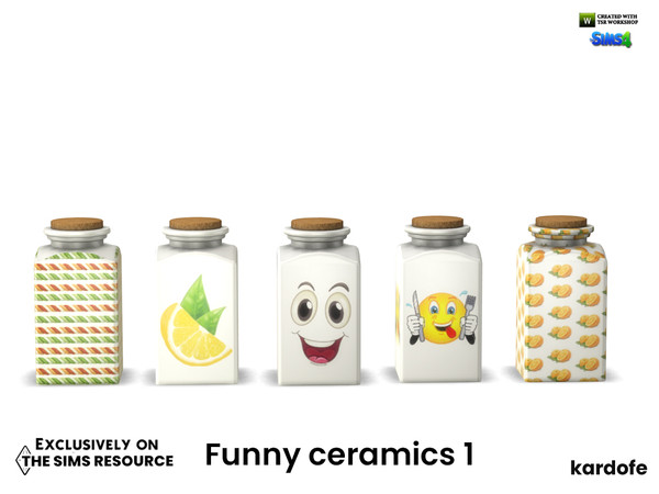Sims 4 — kardofe_Funny ceramics_Kitchen pot by kardofe — Kitchen jar with cork stopper, and funny decorations, in five