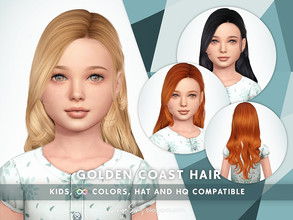 Sims 4 — SonyaSims Golden Coast Hair KIDS by SonyaSimsCC — - Long hair pushed back full of waves. Super cute! - All LODs