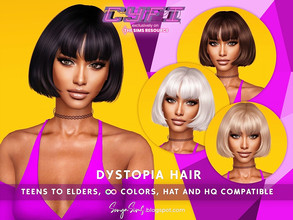 Sims 4 — SonyaSims Dystopia Hair by SonyaSimsCC — - Short bob with fringe (bangs) (straight). - All LODs (essential for
