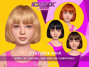 Sims 4 — SonyaSims Dystopia Hair KIDS by SonyaSimsCC — - Short bob with fringe (bangs) (straight). - All LODs (essential