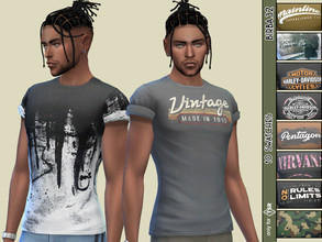 Sims 4 — Grunge T-shirt by Birba32 — A set of 10 T-sheerts with rolled up sleeves. 