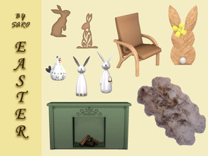 Sims 4 — Easter 2022 by SSR99 — A small easter collection, cabin inspired and with a beautiful fireplace and grandpas