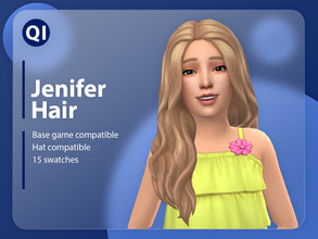 Sims 4 — Jenifer Hair by qicc — A long wavy hairstyle. - Maxis Match - Base game compatible - Hat compatible - Child - 15