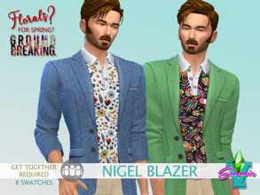 Sims 4 — FFSG Nigel Blazer with Polo by SimmieV — A denim blazer for Spring? Sure, why not? This collection features a