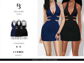 Sims 3 — Ruched Cut Out Sides Plunge Mini Dress by Bill_Sims — This dress features a plunge neckline and side cut outs! -