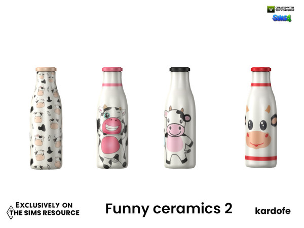 Sims 4 — kardofe_Funny ceramics_Bottle by kardofe — Milk bottle with cow decorations in four different options