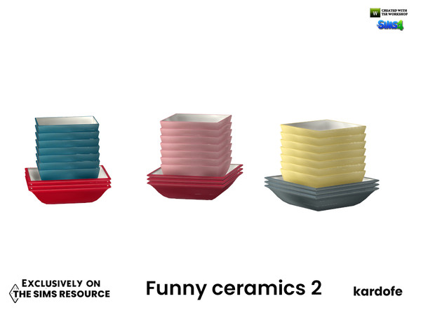 Sims 4 — kardofe_Funny ceramics_Stacked bowls by kardofe — Group of plates and bowls stacked in three different options