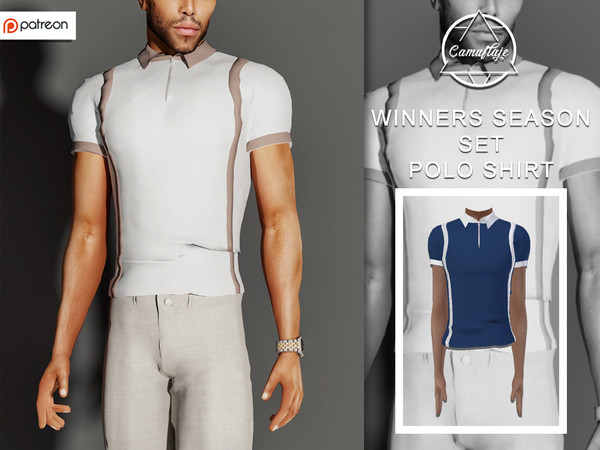 Sims 4 — [PATREON] Winners Season Set - Polo Shirt *Early Access* by Camuflaje — * New mesh * Compatible with the base