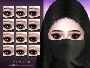Sims 4 — Brows 14 (HQ) by Caroll912 — A 12-swatch soft brows in dark and light shades of black, grey, brown, auburn and