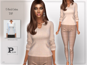 Sims 4 — U-Neck Cotton Top by pizazz — U-Neck Cotton Top Tank Top for your female sims. Sims 4 games. Put something