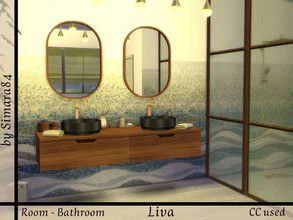 Sims 4 — Bathroom Liva by Simara84 — A bathroom in wood and grey, walk in shower and double sink. Wallsize: small 