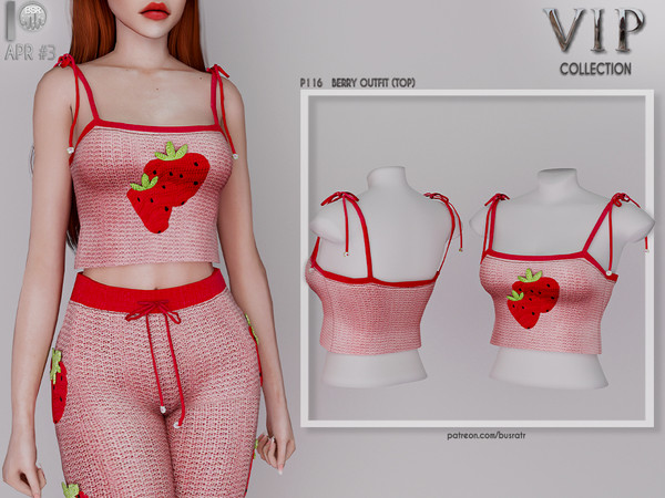 Sims 4 —  [PATREON]  (Early Access) BERRY OUTFIT (TOP) P116 by busra-tr — 10 colors Adult-Elder-Teen-Young Adult For