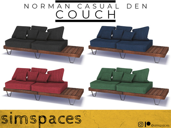 Sims 4 — Norman Casual Den - couch by simspaces — Part of the Norman Casual Den set: slouchy and organic, with a slight