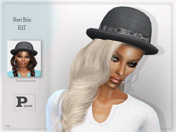 Sims 4 — Short Brim Hat by pizazz — Short Brim Hat for your female sims. Sims 4 games. Put something stylish on your