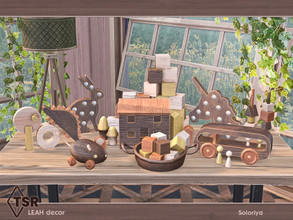Sims 4 — Leah Decor by soloriya — Wooden decorative toys for any rooms. Has 3 color palettes, includes 9 objects.