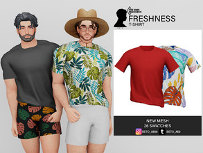 Sims 4 — Freshness (T-Shirt) by Beto_ae0 — Beach shirt with many colors and prints, I hope you like it - 26 colors -
