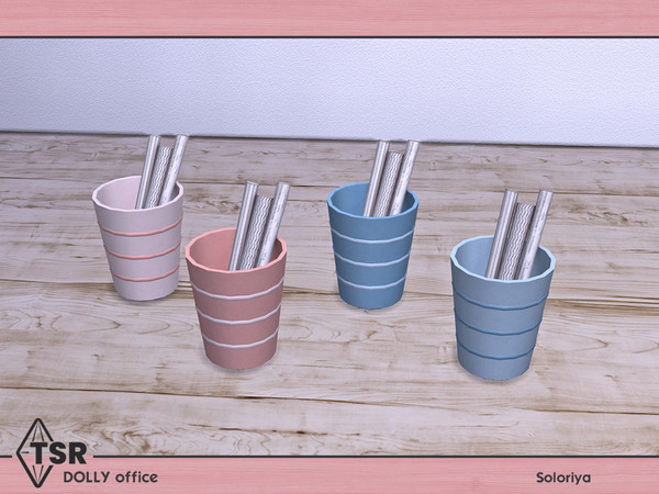 Sims 4 — Dolly Office. Trash Bin by soloriya — Decorative trash bin. Part of Dolly Office set. 4 color variations.
